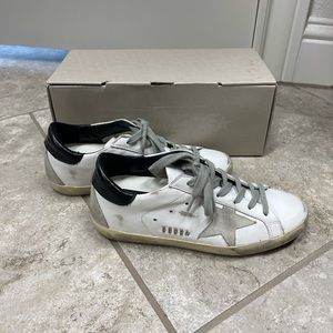 Golden Goose Super-Star sneakers with black heel tab and metal stud lettering